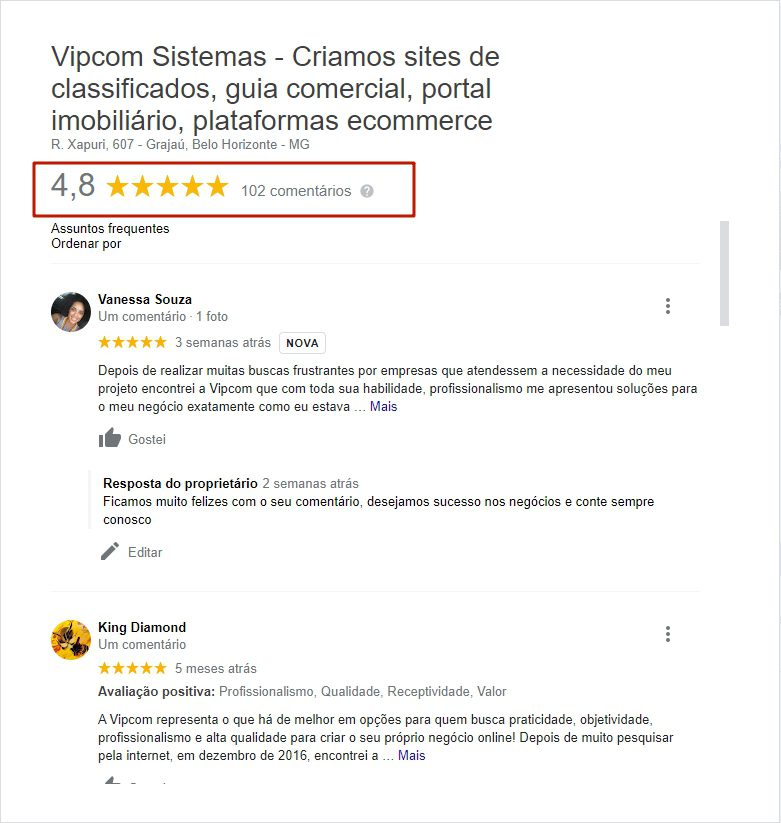 Veja todas as nossas avaliações