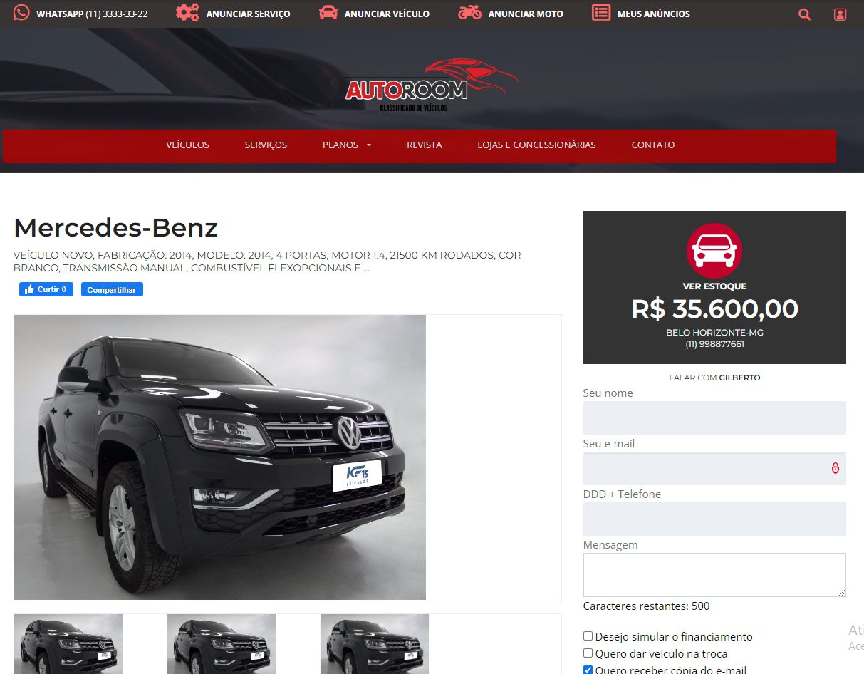 Criação de site para venda de carros usados