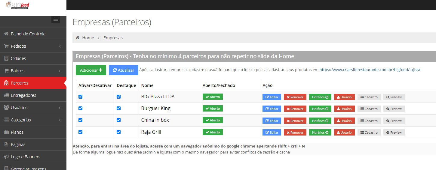 big parceiros script de delivery Venha Fazer seu Site