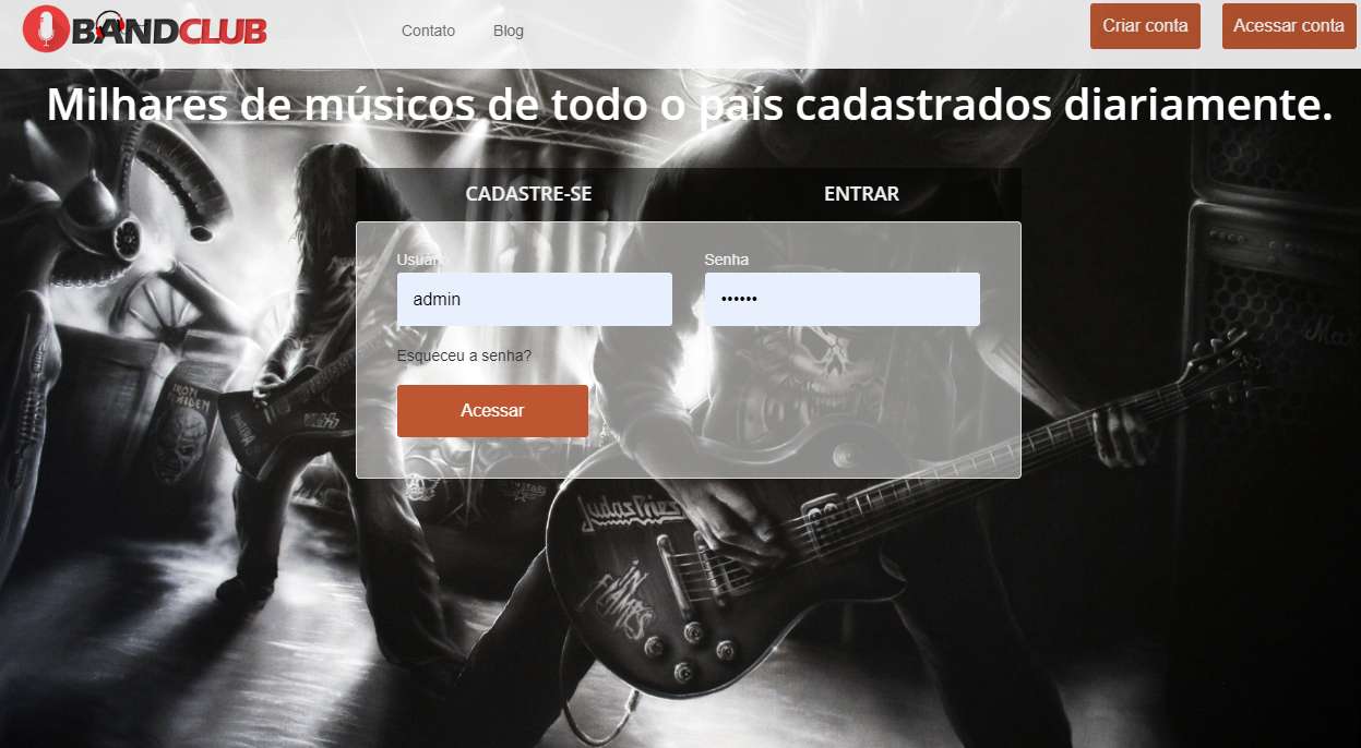 script criar site banda musica