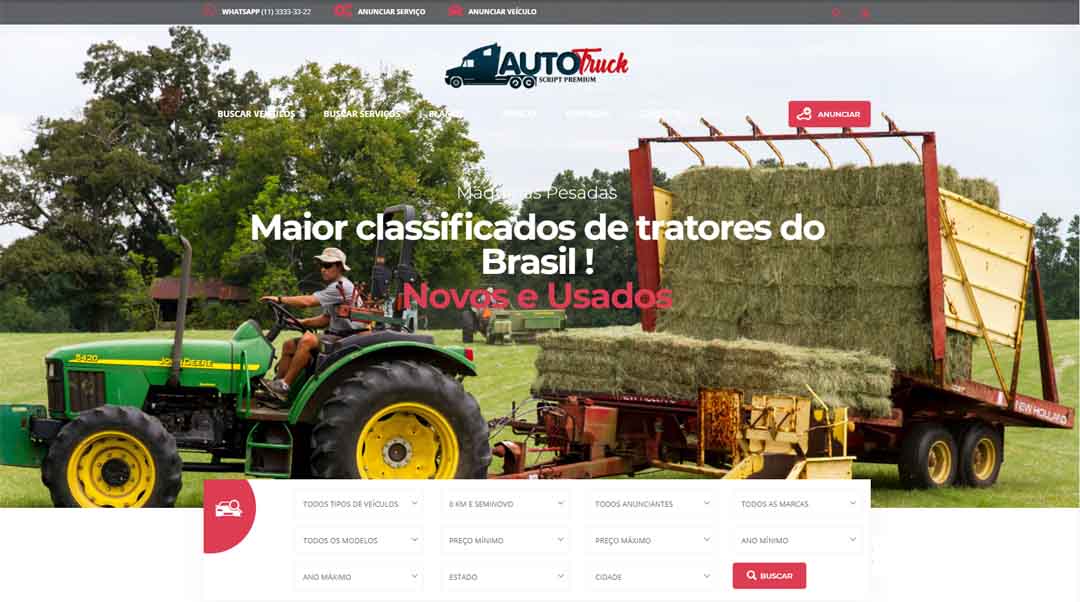 montar um site para maquinas pesadas e agricolas classificados de veículos, lançamentos, Script de Classificados Venha Fazer seu Site