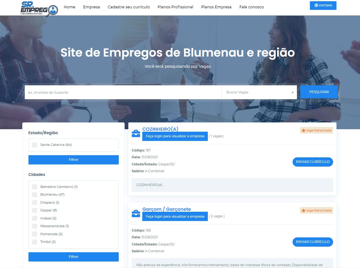 Portal de vagas de empregos e currículos de profissionais